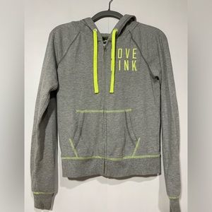 PINK Victoria's‎ Secret Jacket womens XS Hooded Gray Neon Green